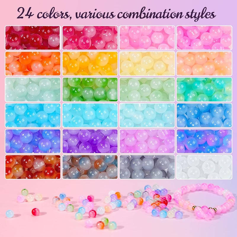 Sunlode Glass Beads for Bracelets 1400pcs Bracelet Making Kit 6mm Glass Bead for Jewelry Making Bracelet Beads 24 Colors Crystal Beads Adult Jewelry Making Supplies Round Glass Beads (24 Gradients) - Image 4